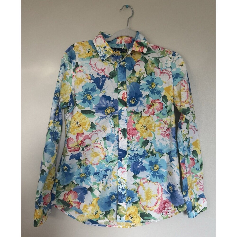 Ralph Lauren Floral Button Down Shirt - Blue, Yellow, Pink